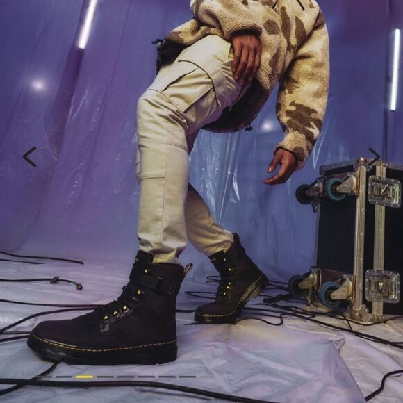 Dr. Martens Combs Tech ll Black Ripstop Nubuck Leather Combat Boots Size 13 - Picture 7 of 12